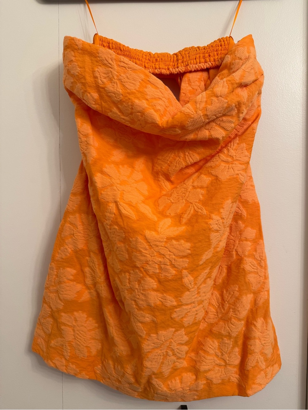 Anthropologie Orange Textured Floral Mini Dress